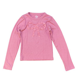 FBZ Pink Ribbon Bow Ribbed Top