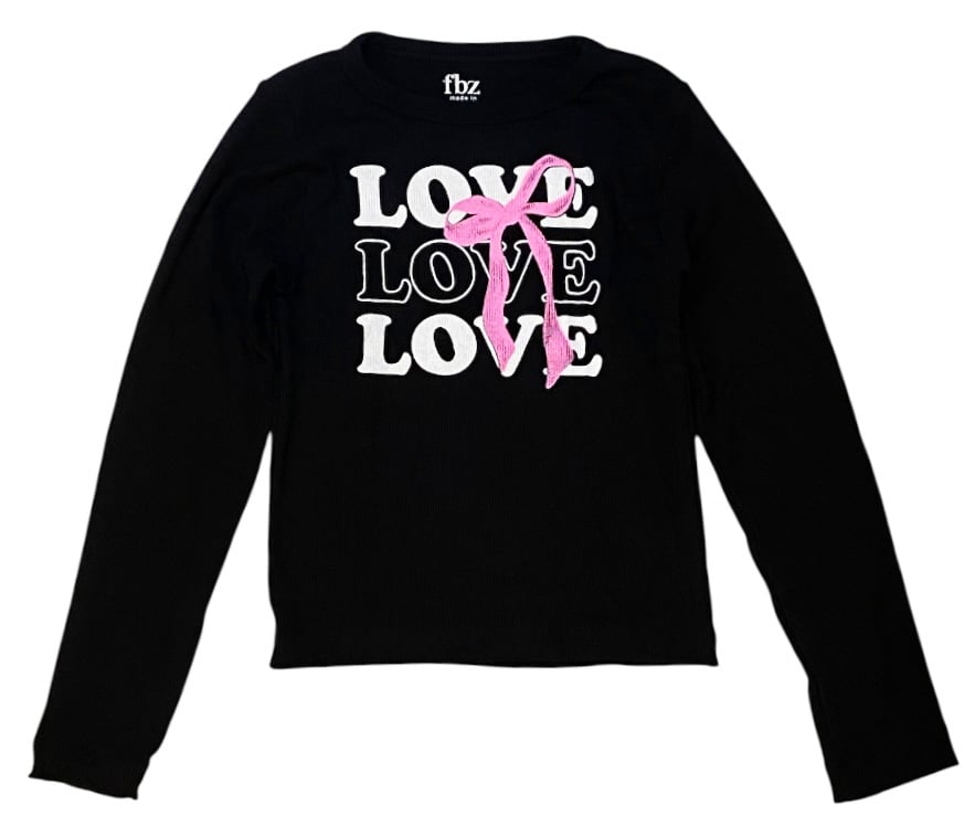 FBZ Love with Bow Ribbed Top