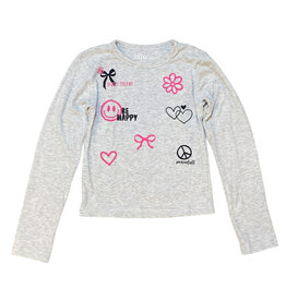 FBZ Lt Grey Heather Good Vibes Ribbed Top