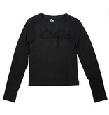FBZ Black Ribbon Bow Ribbed Top