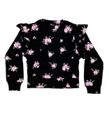 FBZ Pink Roses Ruffle Shoulder Sweatshirt
