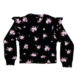 FBZ Pink Roses Ruffle Shoulder Sweatshirt