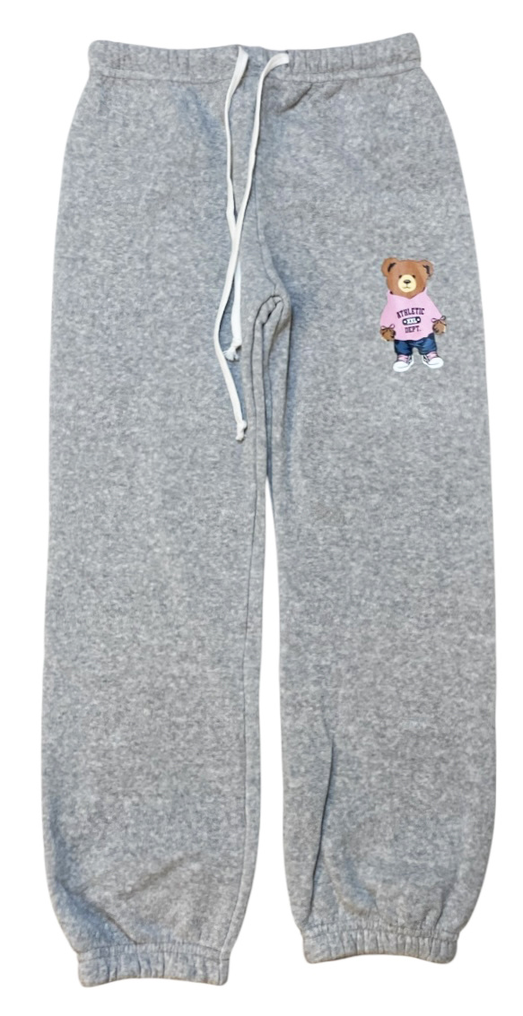 Love Junkie Grey Athl. Bear Fleece Sweatpant