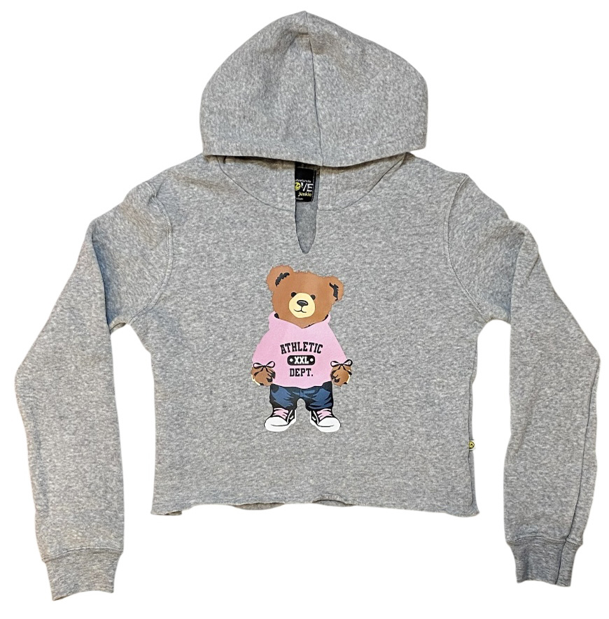 Love Junkie Grey Athl. Bear Fleece Hoodie