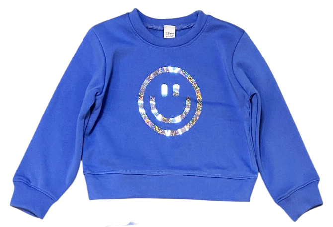 Dori Silver Irrid. Smiley Blue Sweatshirt