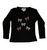Dori 5 Bow Black LS Ribbed Top