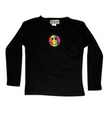 Dori Stud Smile Patch Black LS Ribbed Top