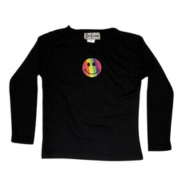 Dori Stud Smile Patch Black LS Ribbed Top