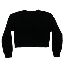 KatieJ NYC Cooper Black Cropped Waffle Top