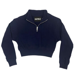 KatieJ NYC Evening Blue Dylan Quarter Zip Sweatshirt