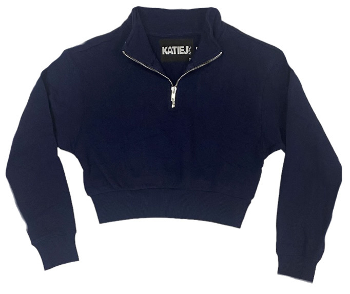 KatieJ NYC Evening Blue Dylan Quarter Zip Sweatshirt