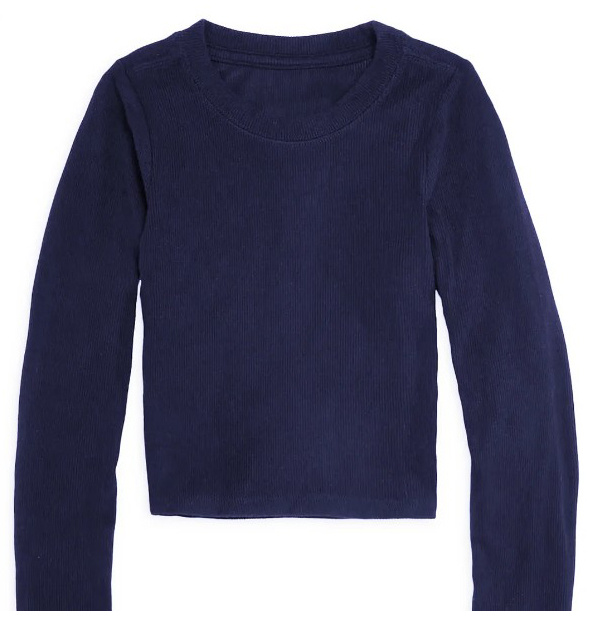 KatieJ NYC Evening Blue Livi Cropped LS Top