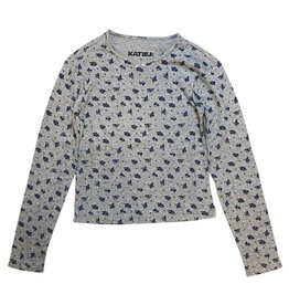 KatieJ NYC Grey/Navy Floral LS Top