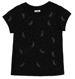 Mia NYC Black Stud Bows Top
