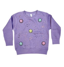 Rock Candy Lavendar Smiles Splatter Sweatshirt