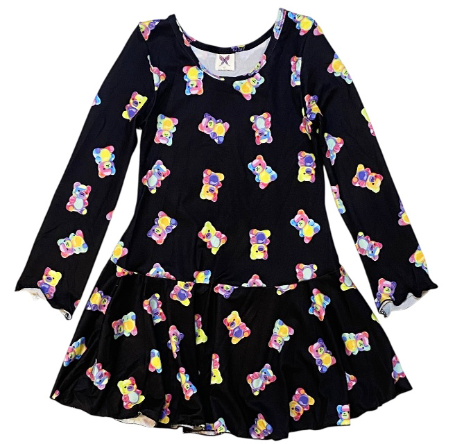 Social Butterfly Colorful Teddy Bears Ruffle Dress