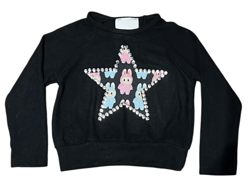 Labubu Insp. Pink/Turq Star Studded Sweatshirt - PREORDER