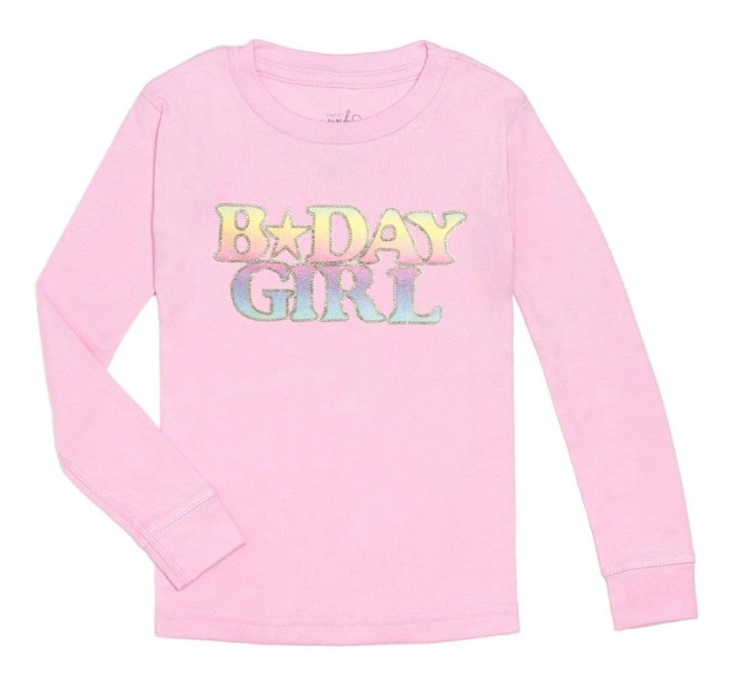 Pastel Rainbow Bday Girl L/S Top