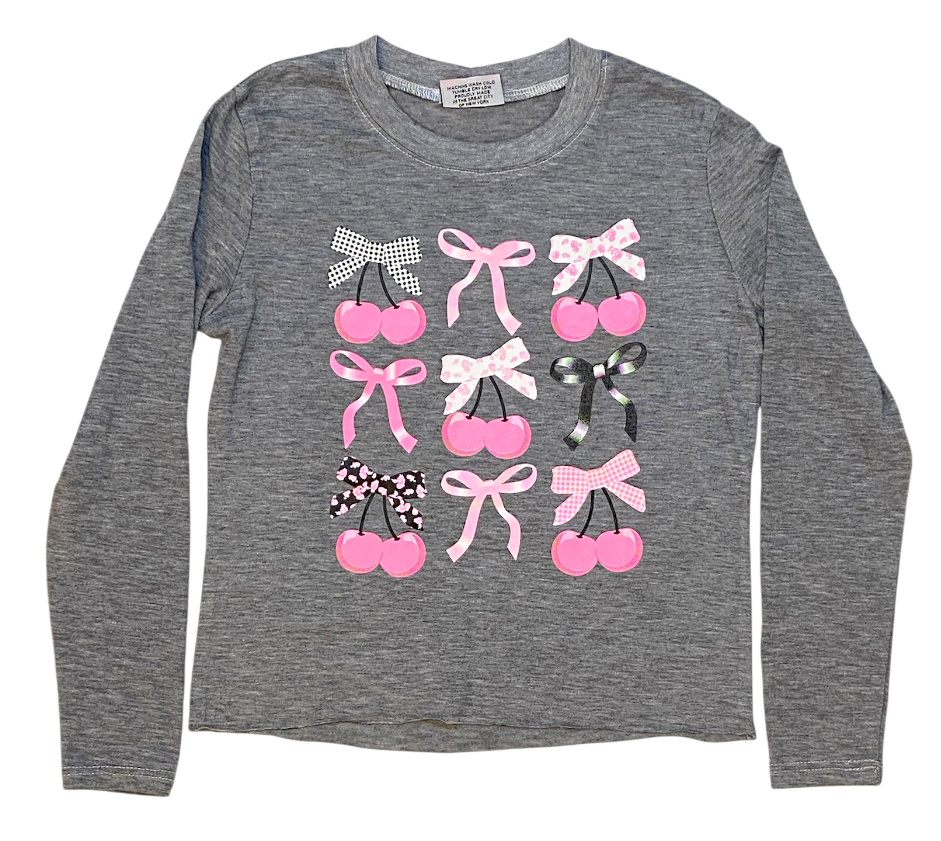 Firehouse Grey Cherry Bow LS Tee