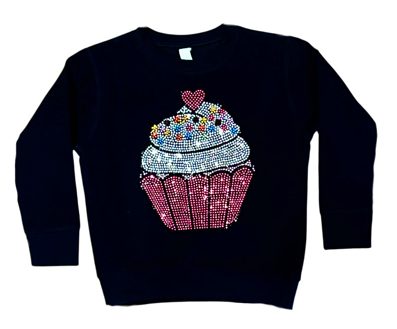 Rock Candy Rhinestone Cupcake Blk Sweatshirt