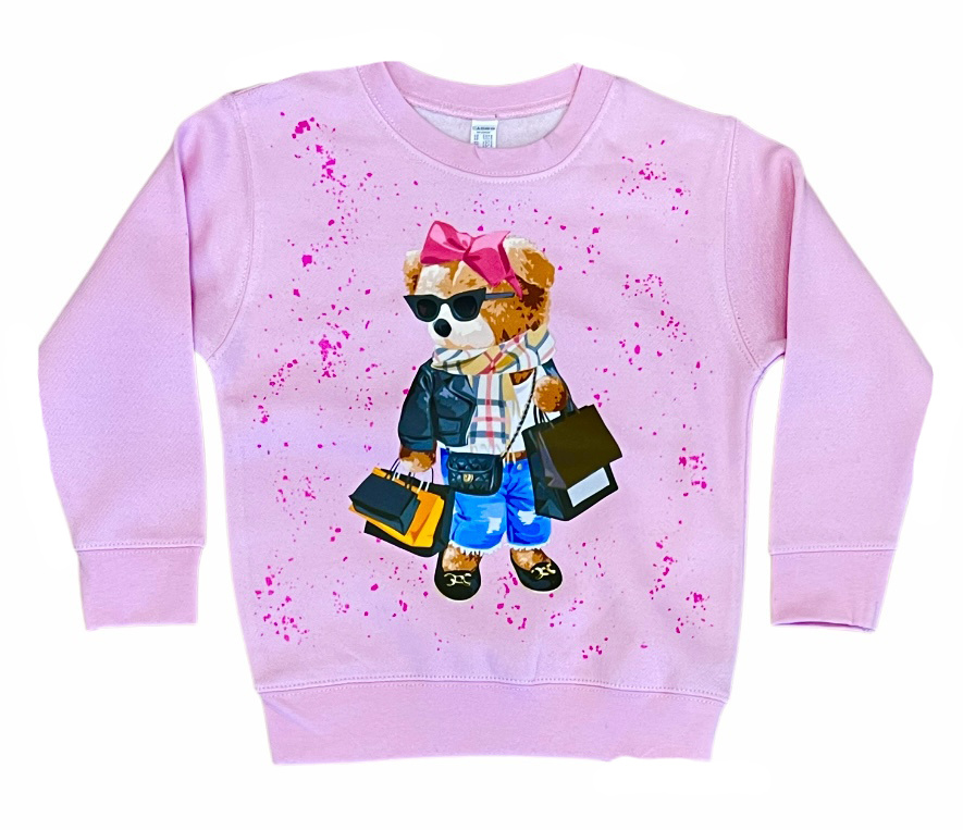Rock Candy Pink Bear Splatter Sweatshirt