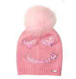 Bari Lynn Confetti Smile Pink Pom Hat