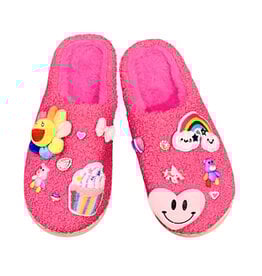 Bari Lynn Pink Plush Charm Slippers