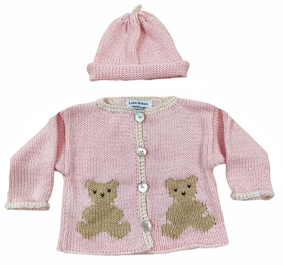 Luba Robert Pink Teddy Bear Sweater Set