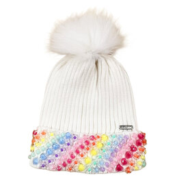 Bari Lynn Ivory Charm Cuff Pom Hat