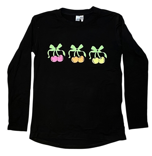 Malibu Sugar Cherry Bows LS Top