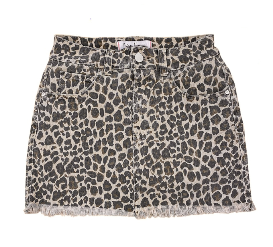 Vintage Havana Leopard Fray Hem Skort