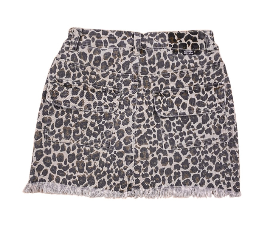 Vintage Havana Leopard Fray Hem Skort