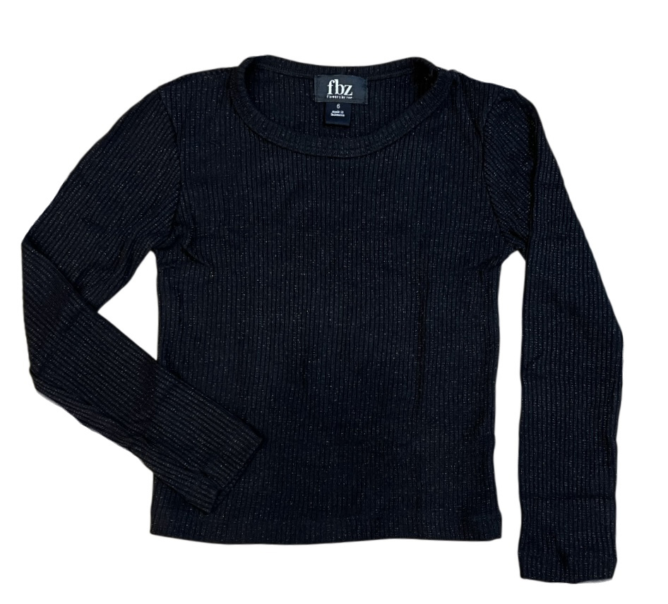 FBZ Black Sparkle Ribbed Top