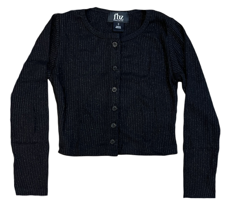 FBZ Black Sparkle Ribbed Cardigan