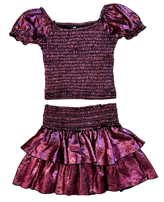 FBZ Metallic Pink Skirt Set