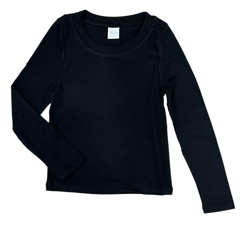 Suzette Black Ribbed LS Top