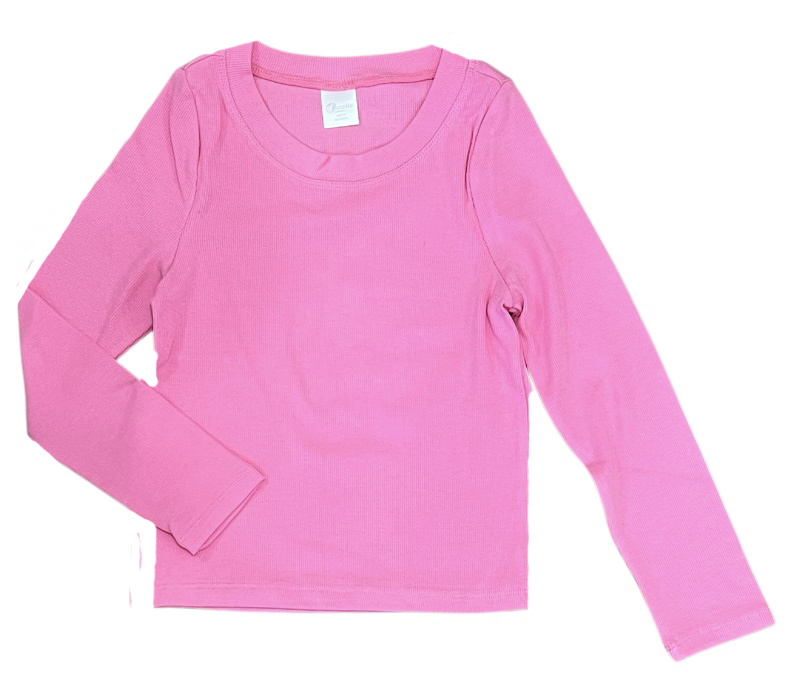 Suzette Bubble Gum Ribbed LS Top