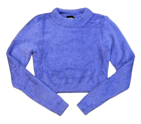 KatieJ NYC Brt Lavender Mara Cropped Fuzzy Sweater