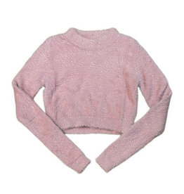 KatieJ NYC Misty Pink Mara Cropped Fuzzy Sweater