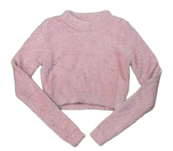 KatieJ NYC Misty Pink Mara Cropped Fuzzy Sweater