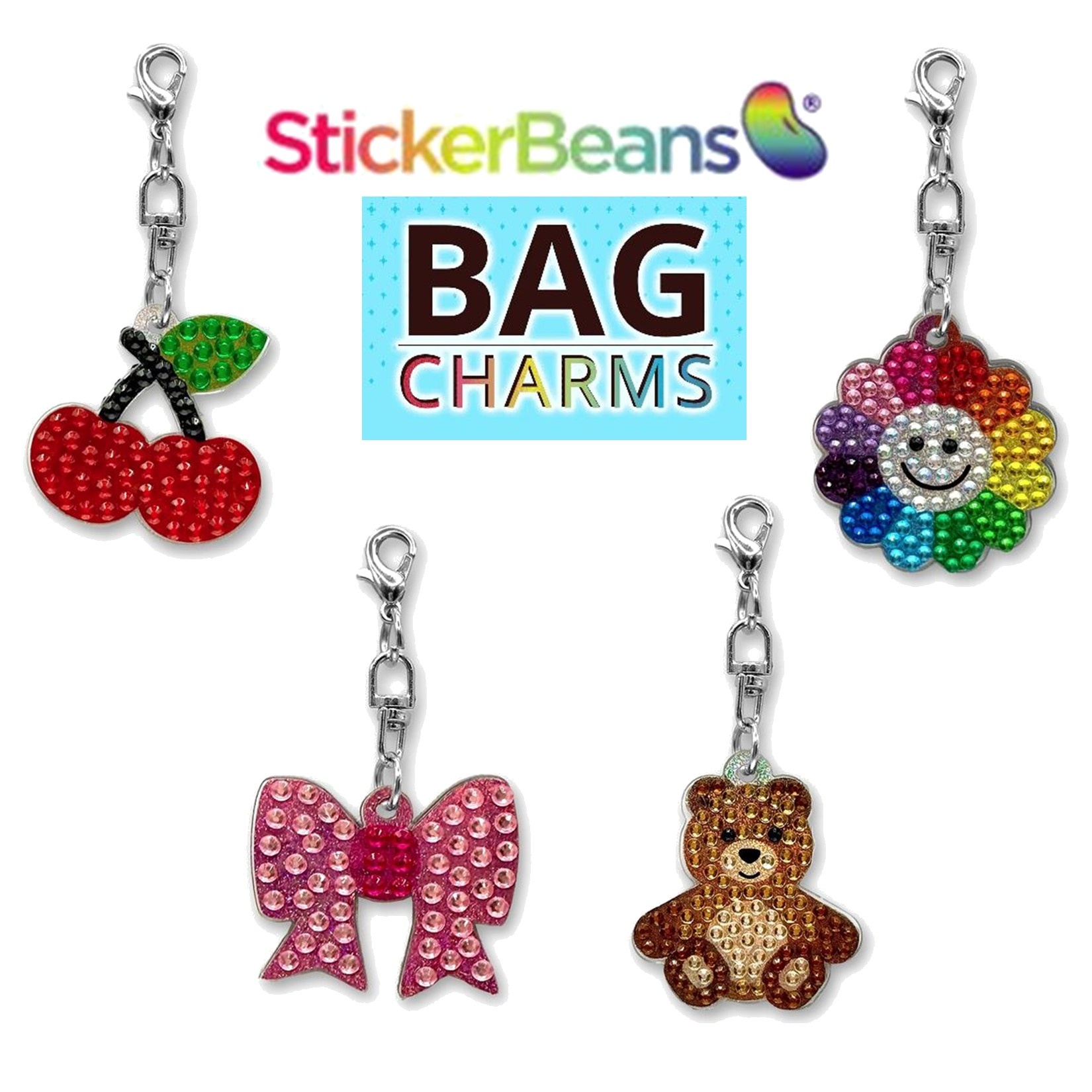 StickerBeans Rhinestone Bag Charm - 4 options