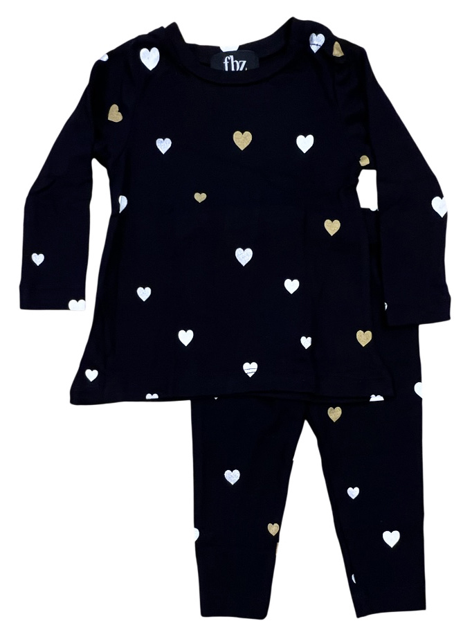 FBZ Black Mini Hearts Infant Legging Set