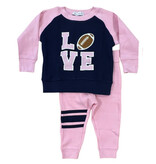 Little Mish Pink/Navy  Football Thermal Set