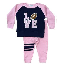 Little Mish Pink/Navy  Football Thermal Set