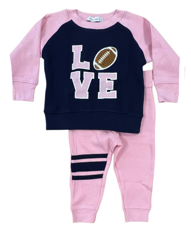 Little Mish Pink/Navy  Football Thermal Set