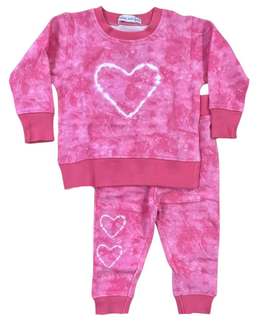 Little Mish Pink Crush Heart Tod Sweatpant Set