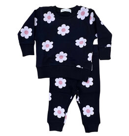 Little Mish Pink Flower Sweatpant Set