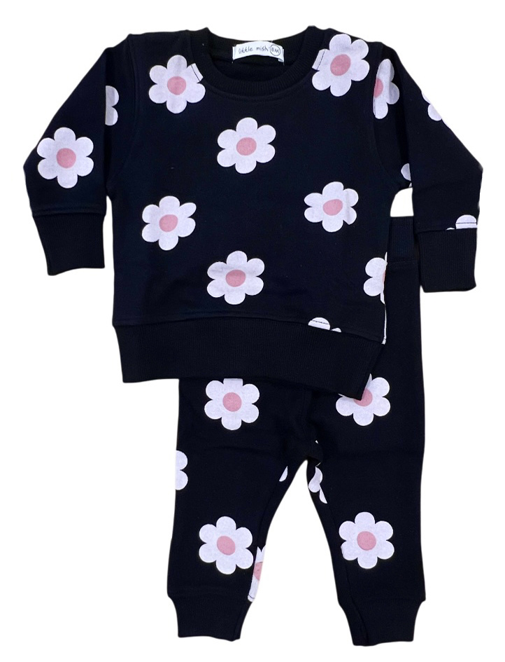 Little Mish Pink Flower Tod Sweatpant Set