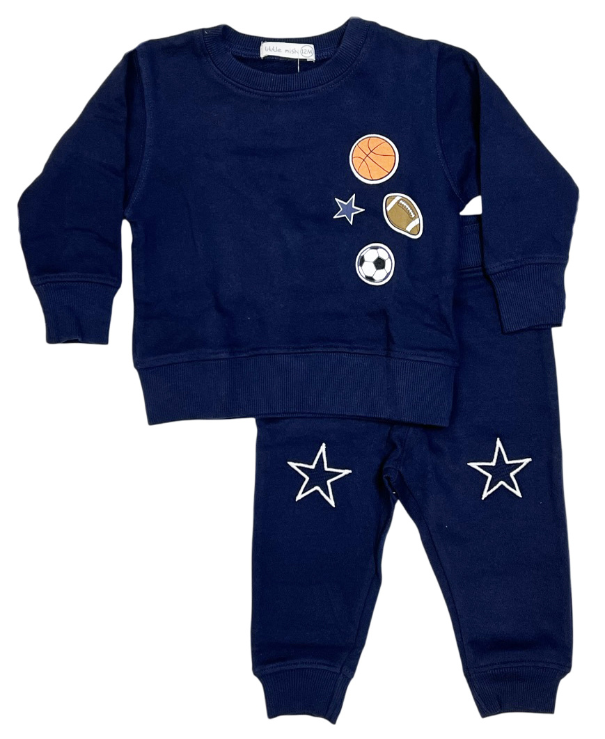 Little Mish Navy All Star Sweatpant Set