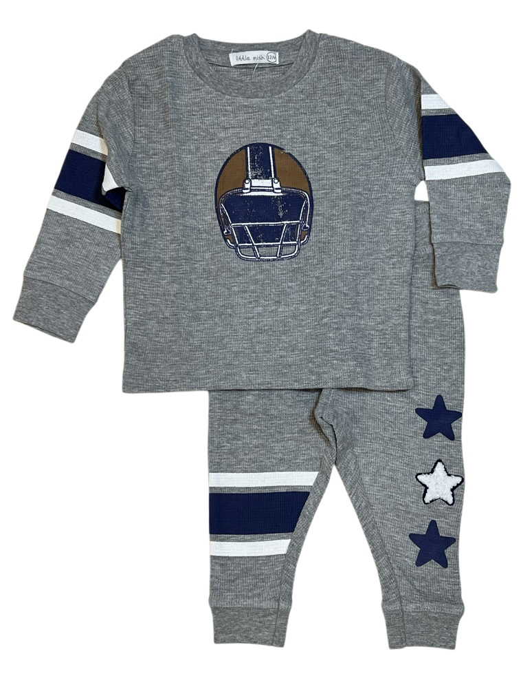 Little Mish Football Champ Grey Thermal Set